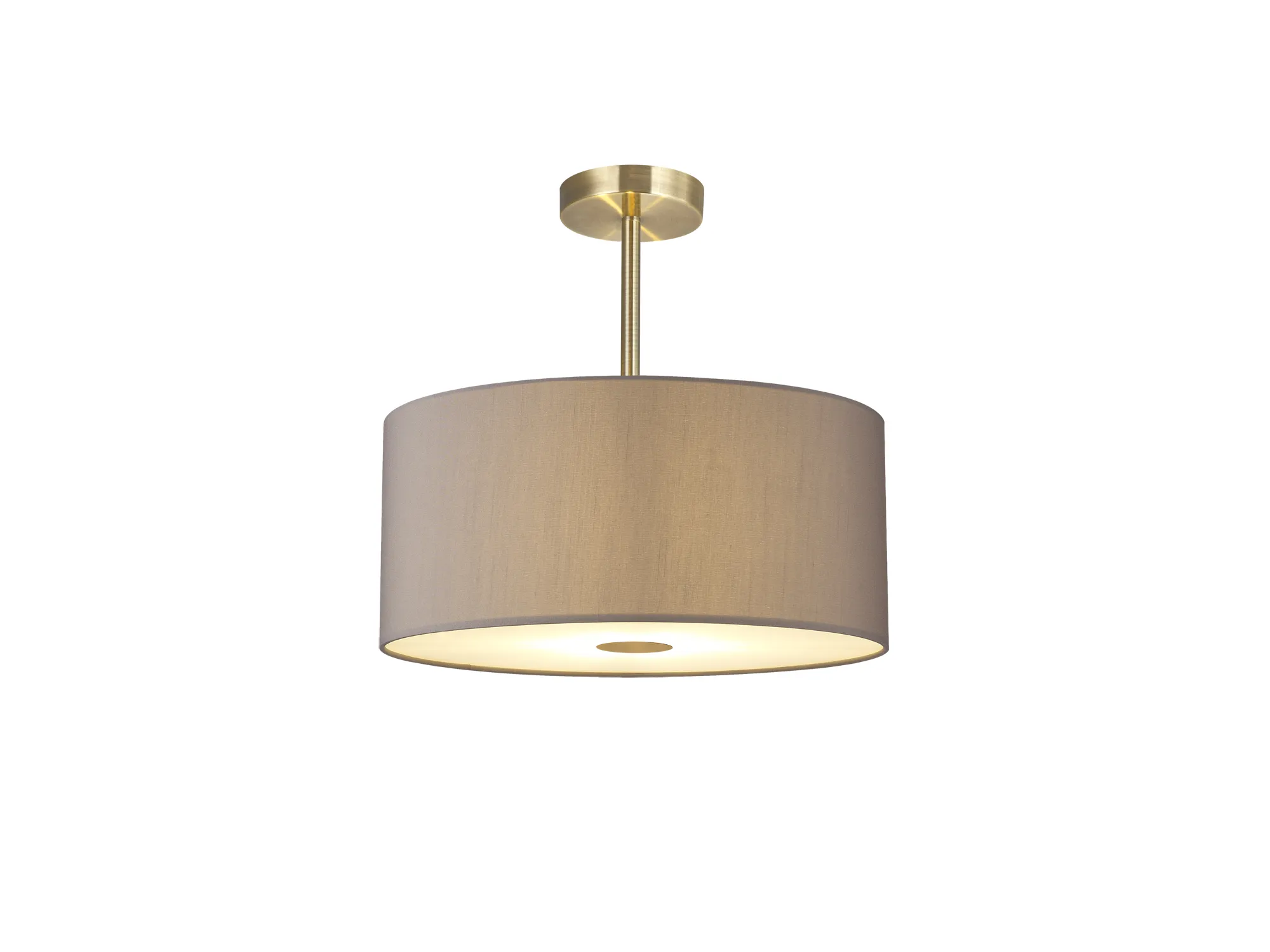 Baymont 40cm Semi Flush 3 Light Antique Brass, Grey, Frosted Diffuser